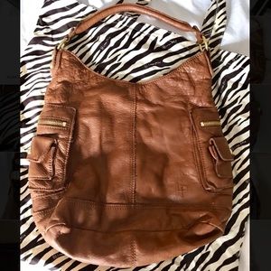 Large Saddle Brown Linea Pelle Shoulder Bag